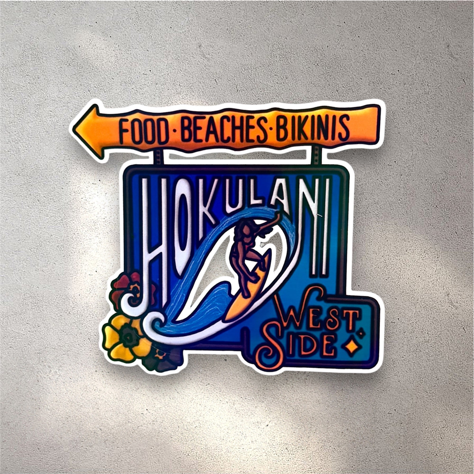 Hokulani West Side Surf Sign Sticker
